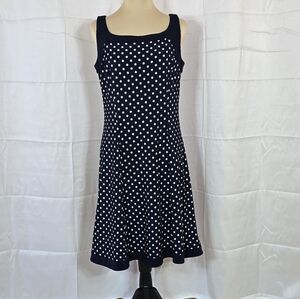 💛 2 / $30 SALE  Chaps Navy Polka Dot Fit And Flare Dress